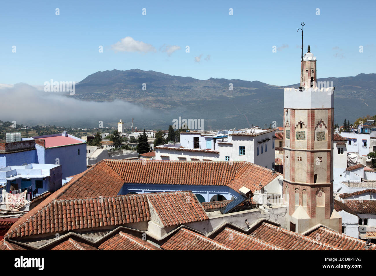 Over the roofs of Chefchaouen, Morocco Stock Photo