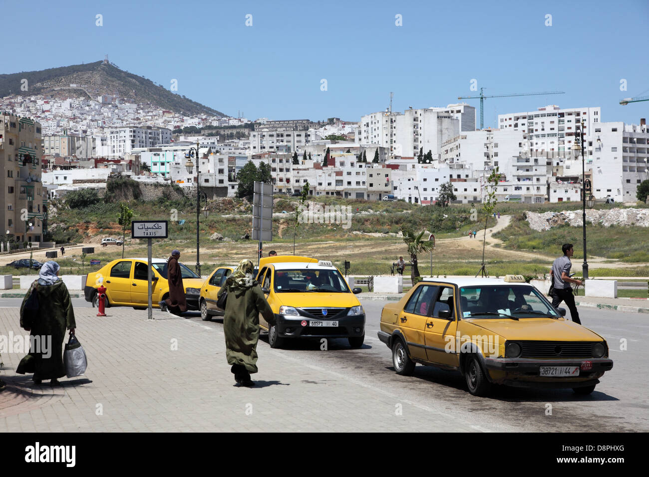 Taxis at the bus station in Tetouan, Morocco Stock Photo