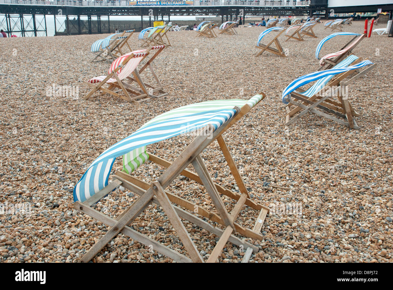 Deckchairs on Brighton beach, Brighton, England Stock Photo Alamy