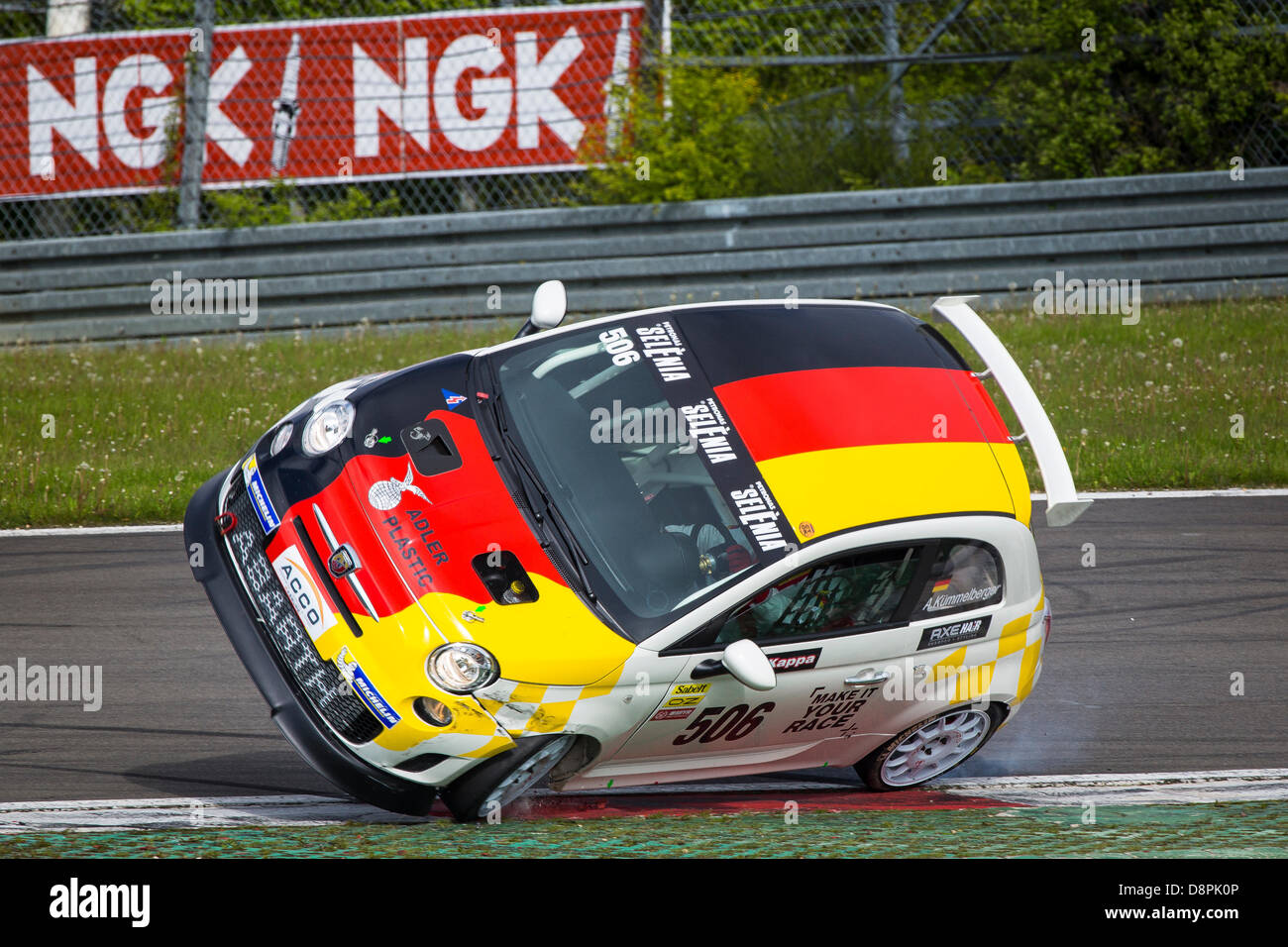 Nurburg, Germany. 1st June 2013.   Trofeo Abarth &amp; Selenia Series from Nurburgring Germany. 506 Arne Kummerburger - rolls his Abarth in race 1 Credit:  Action Plus Sports Images/Alamy Live News Stock Photo