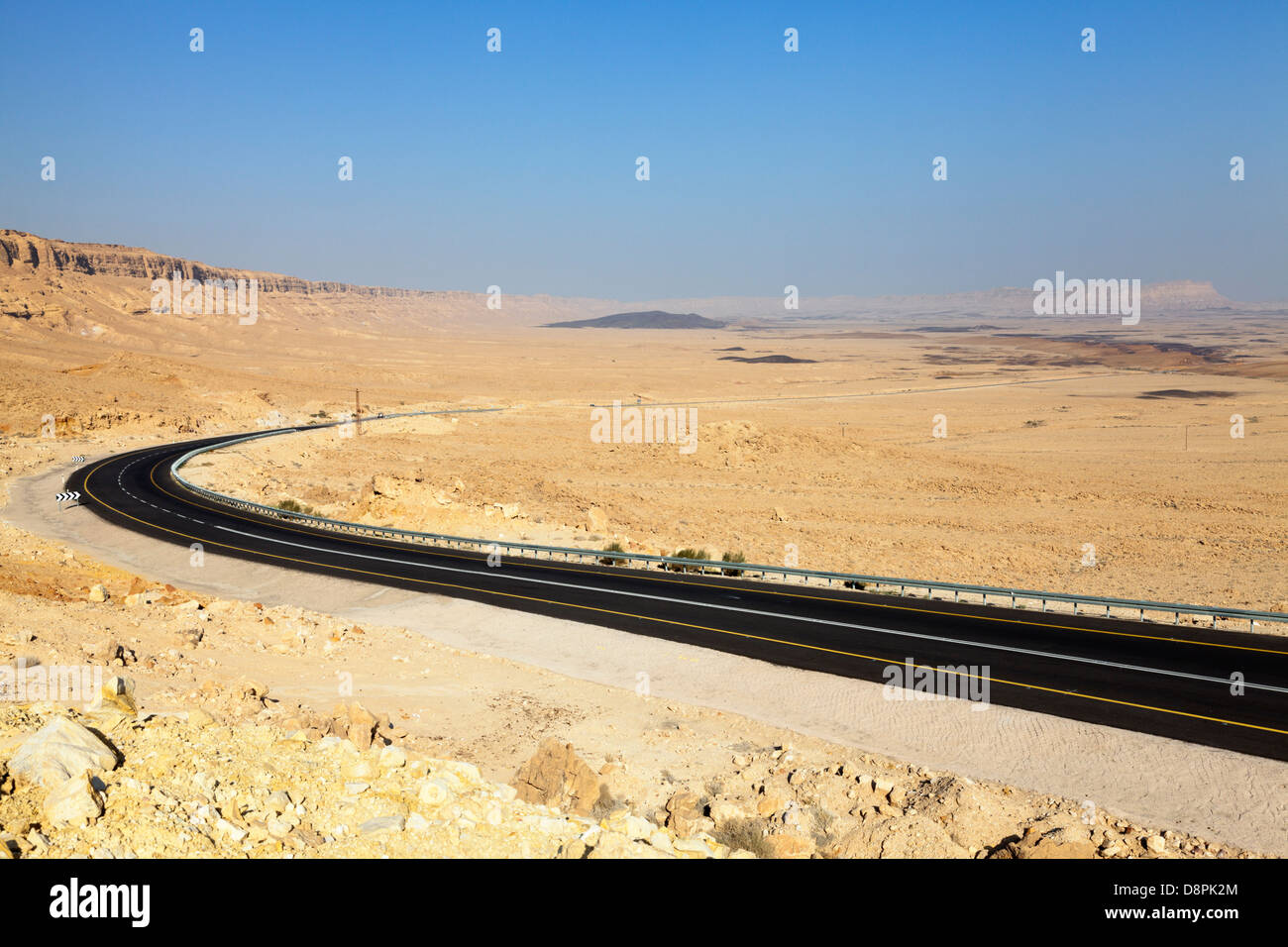 Road through Negev Desert in Israel Stock Photo