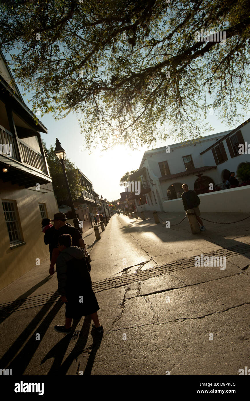 People on a back street in St. Augustine Florida Stock Photo