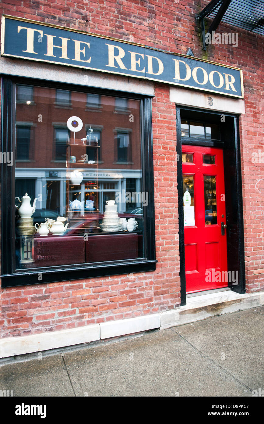 The Red Door florist, Great Barrington, MA Stock Photo