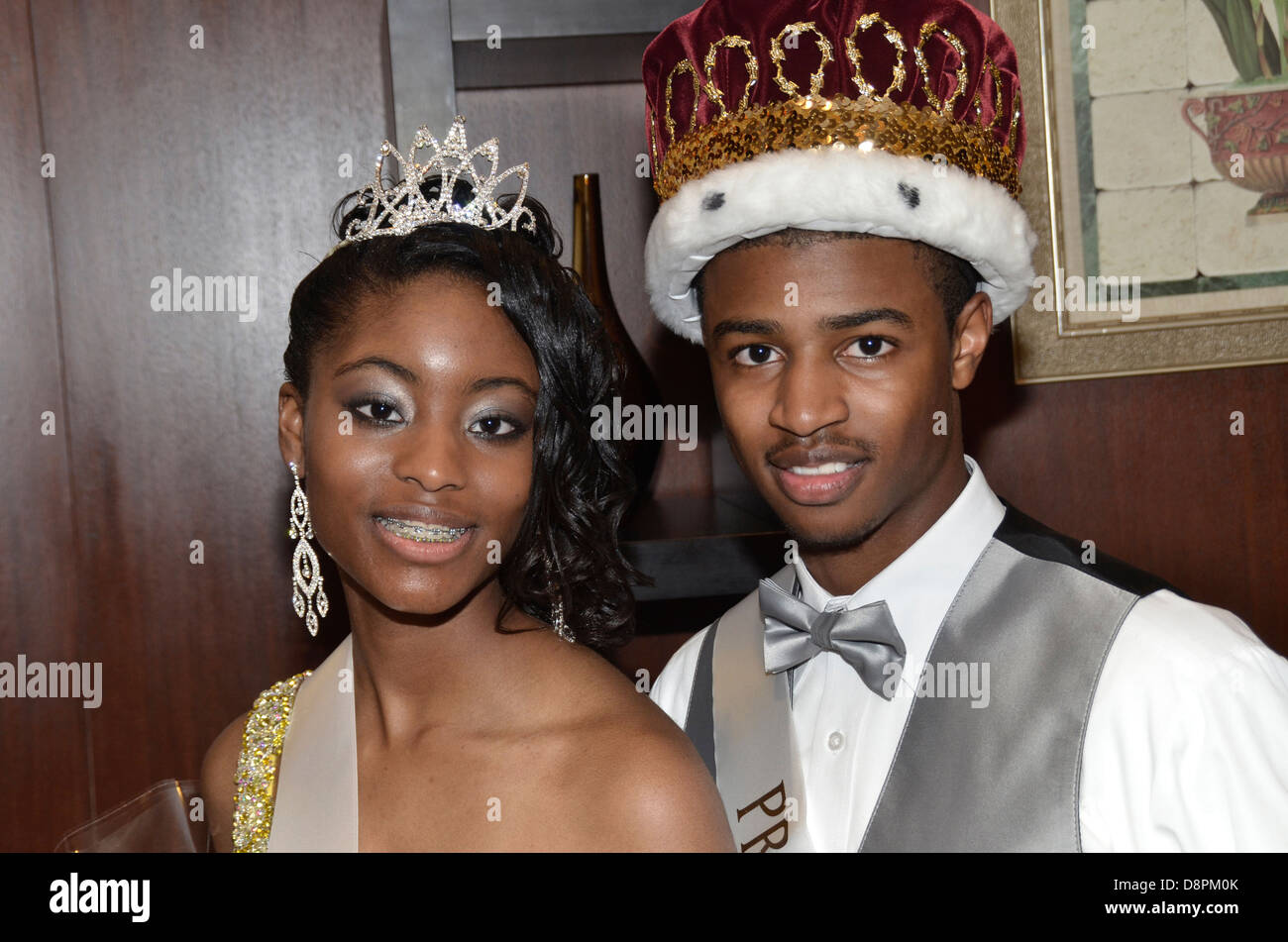 Homecoming king and queen at a homecoming dance in Greenbelt, Maryland Stock Photo