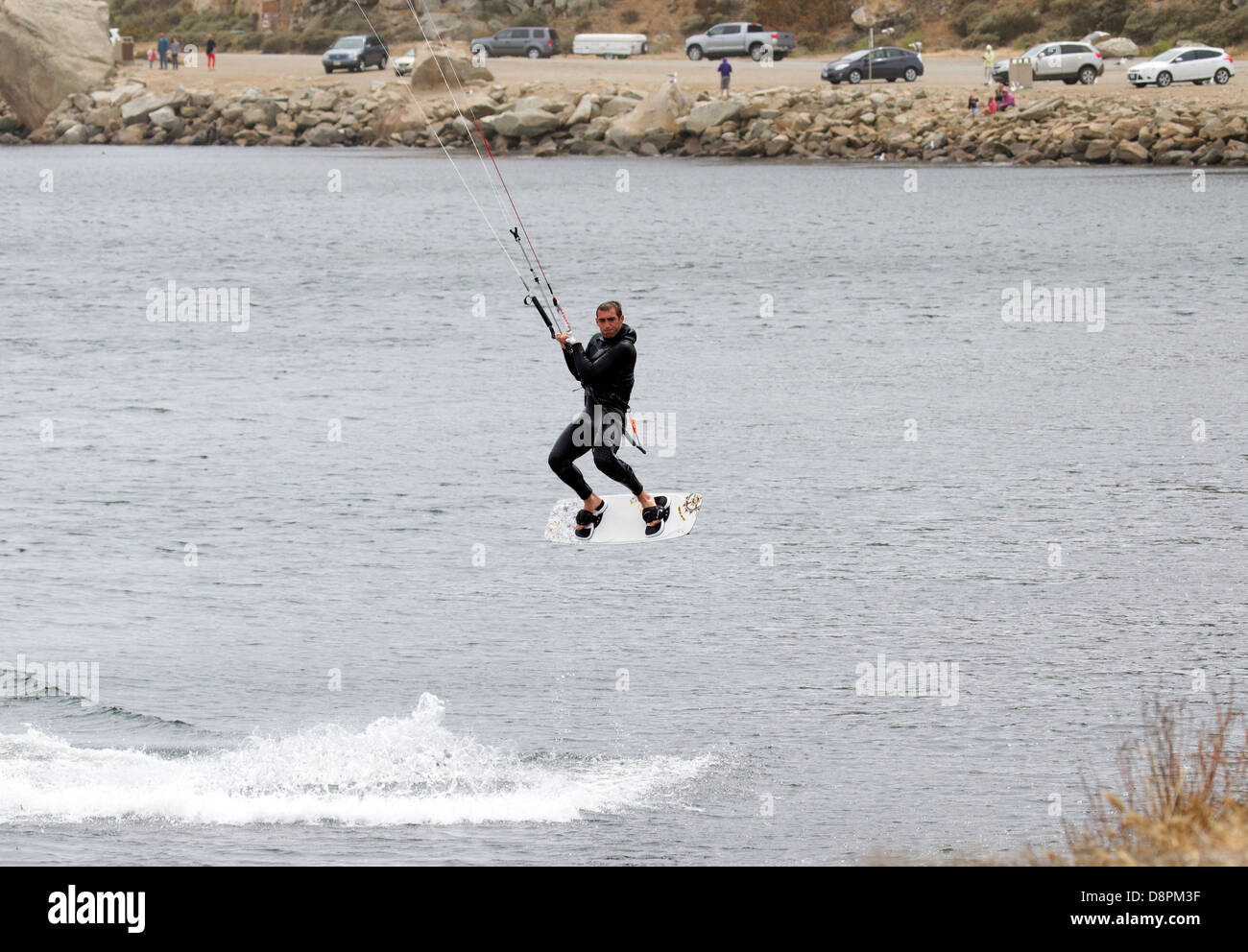 Kite Surfer Airborne Stock Photo
