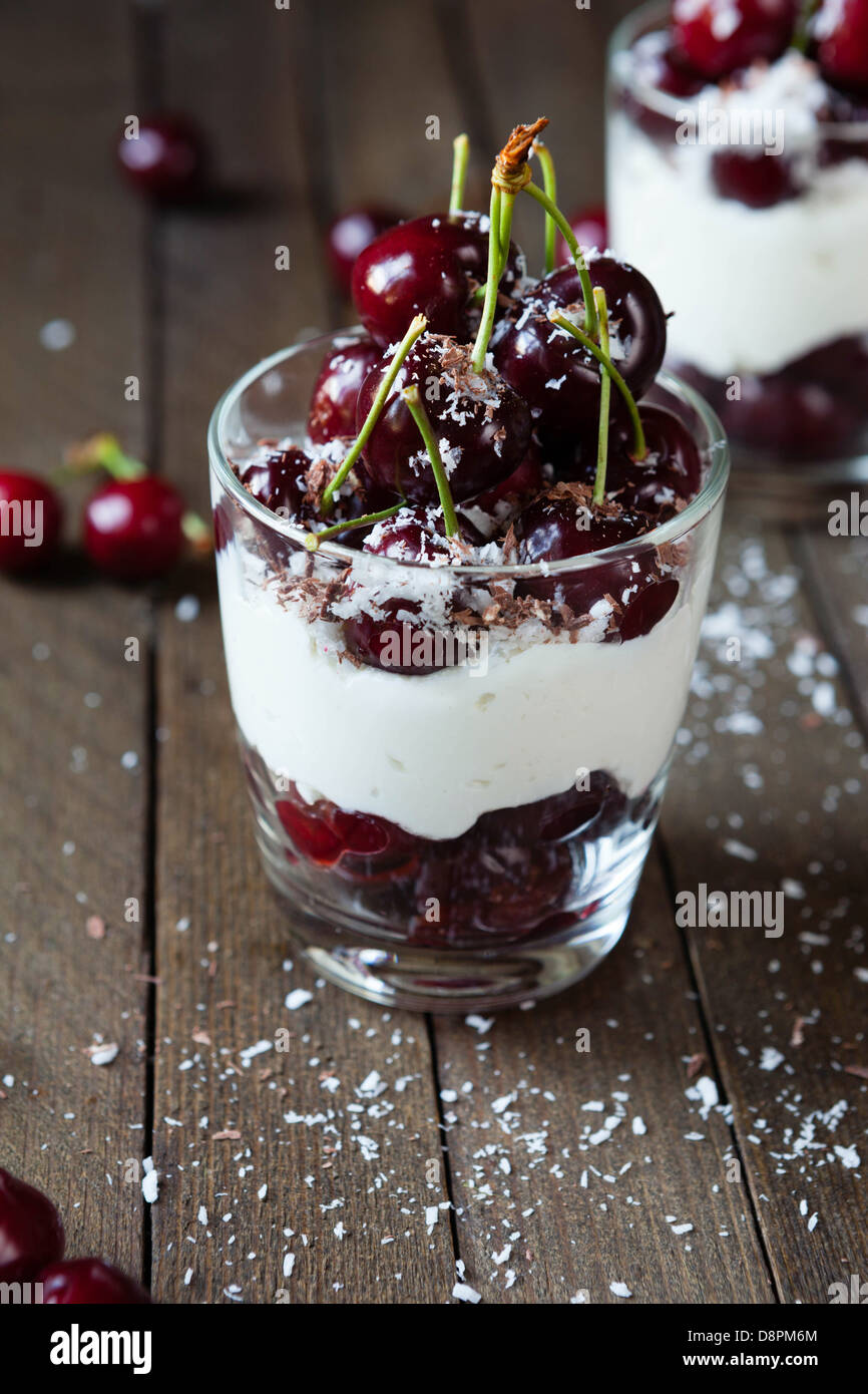 Milk dessert cherry chocolate hi-res stock photography and images - Alamy