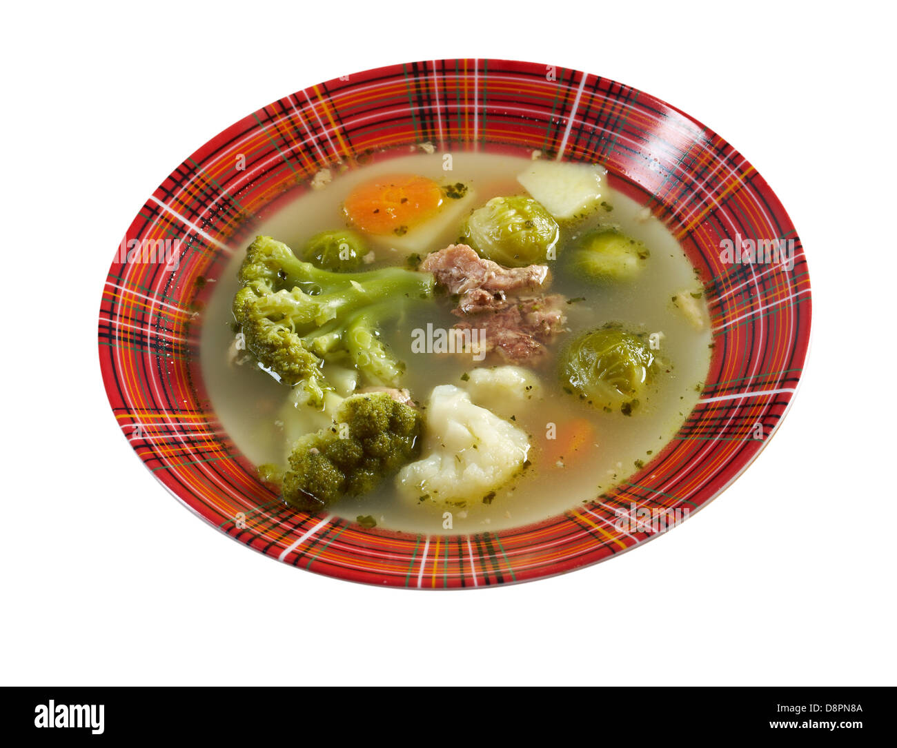 italian farm-style country vegetables soup with broccoli  Stock Photo