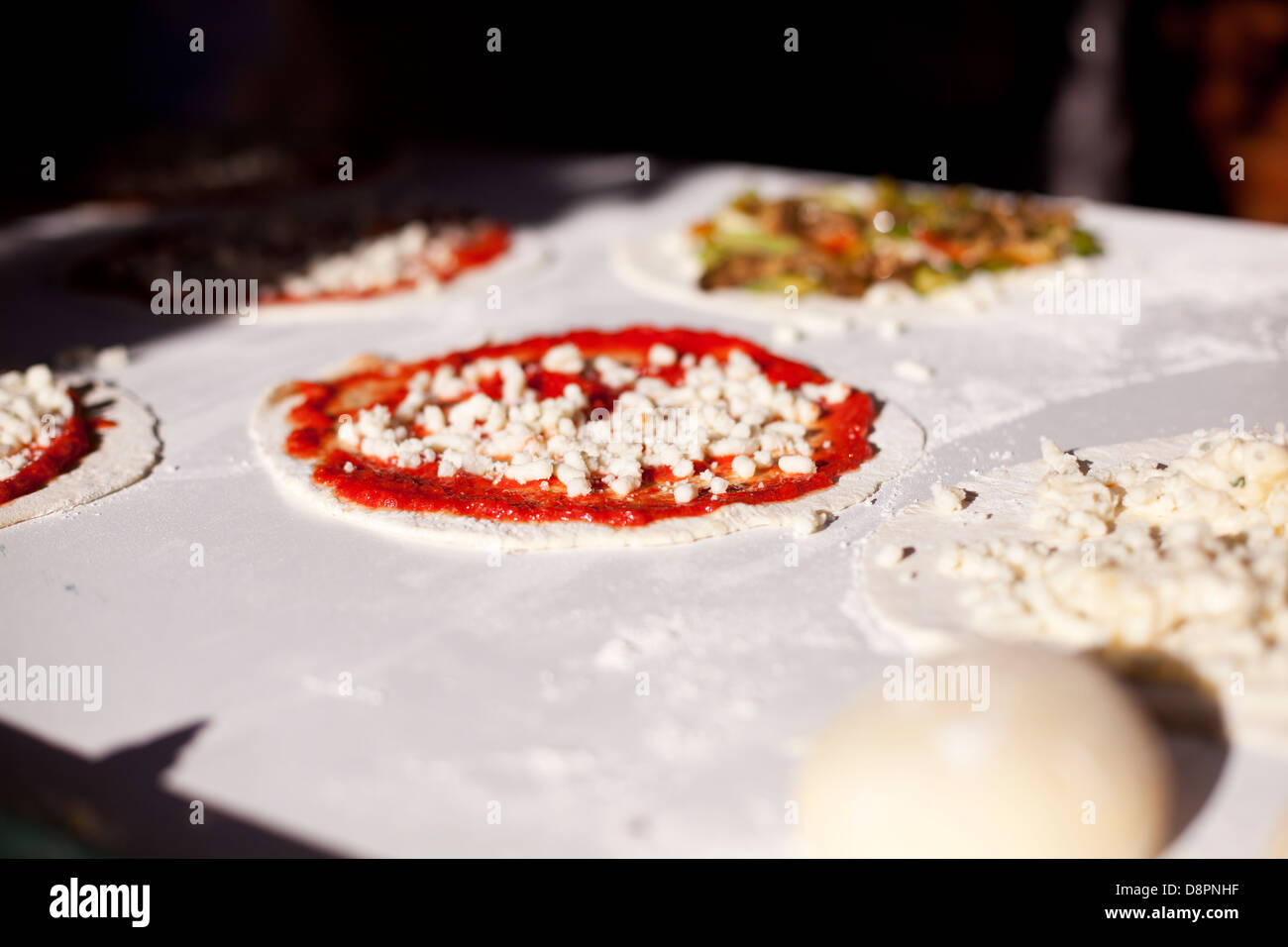 rolled dough for pizza margherita Stock Photo