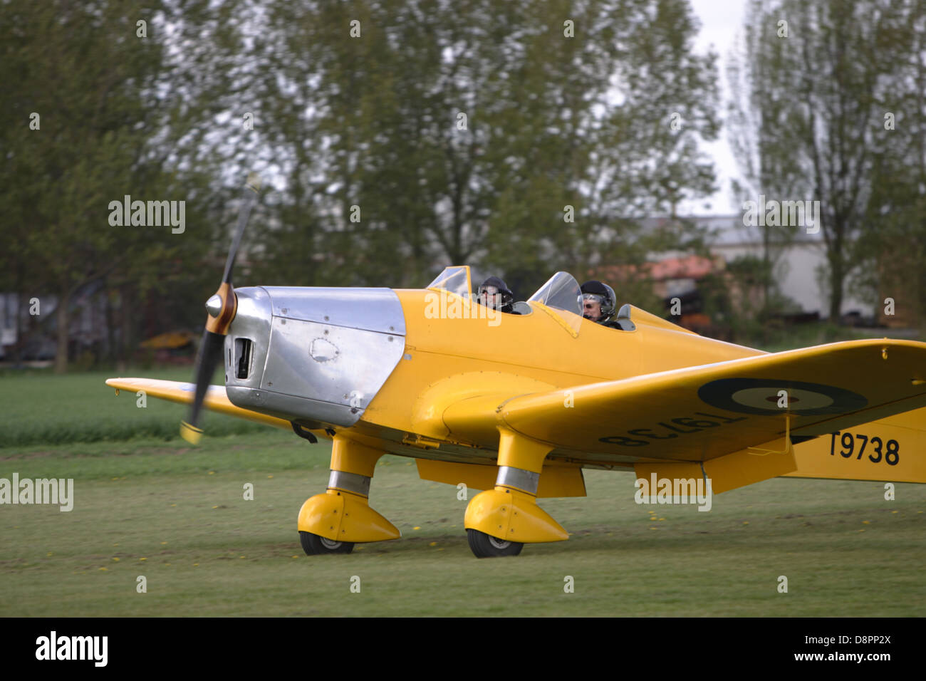 Miles Magister 1930s RAF training aircraft based at Breighton airfield,yorkshire,uk Stock Photo