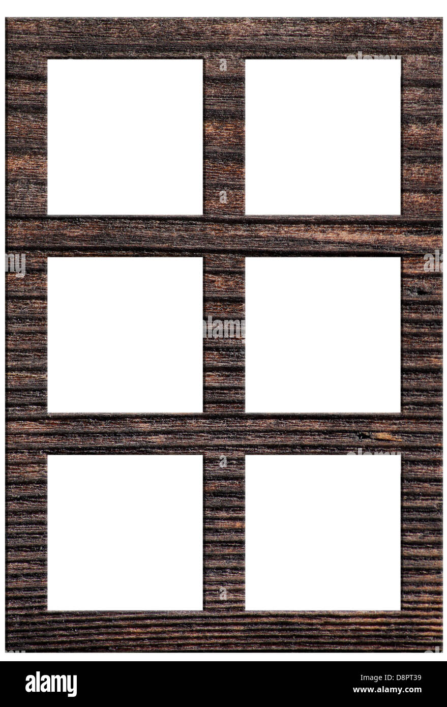 wooden frame with six holes over white Stock Photo Alamy