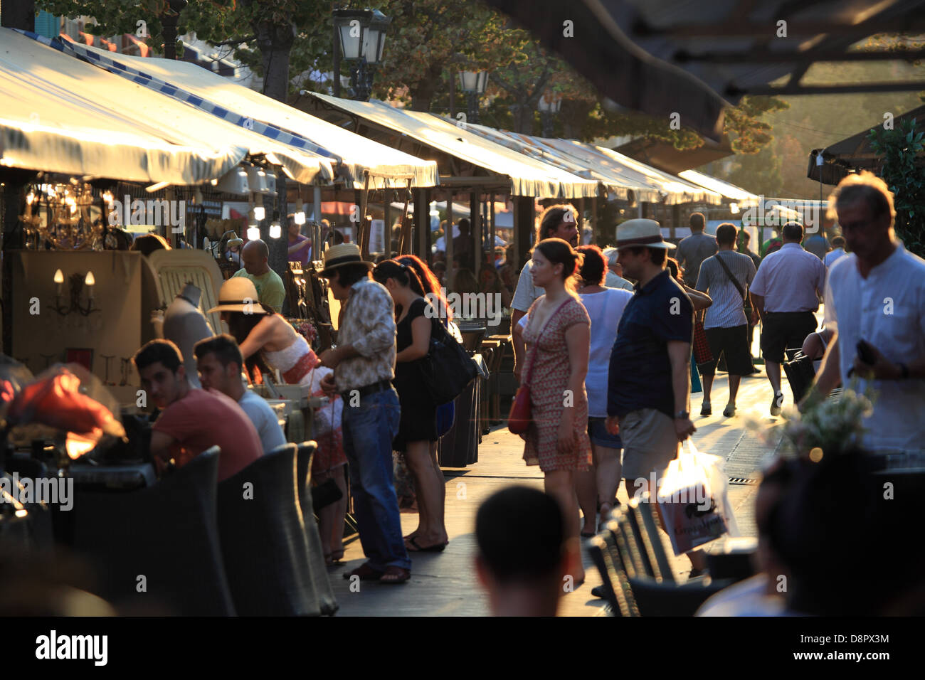 People having drinks outside in the Cours Saleya in the old town of Nice city Stock Photo