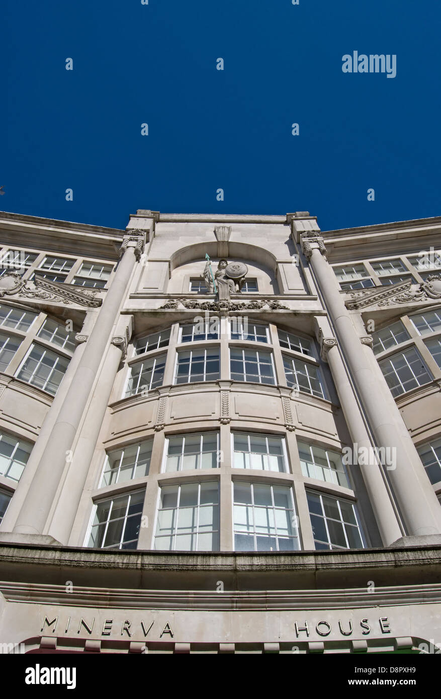 concave frontage with slender columns of the 1912 minerva house, north