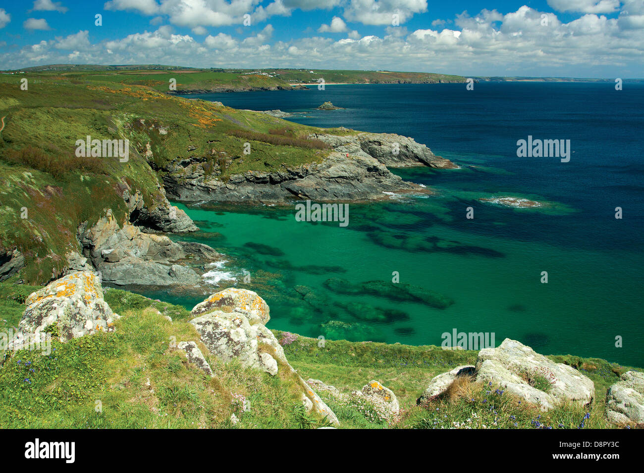 Looking towards the Lizard Peninsula from Piskies Cove near ...