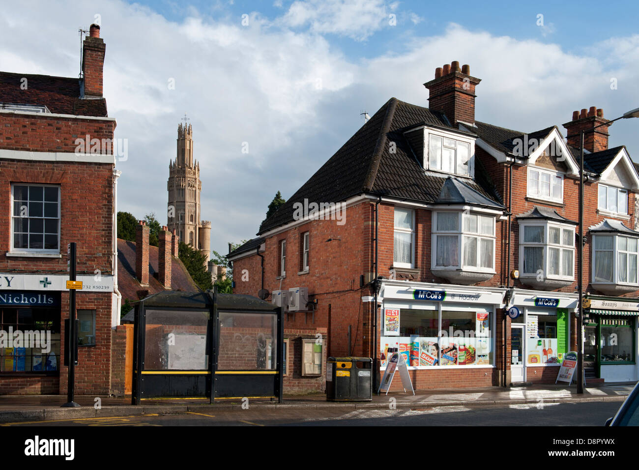 Hadlow village, Kent, UK, with the Victorian gothic octagonal tower in