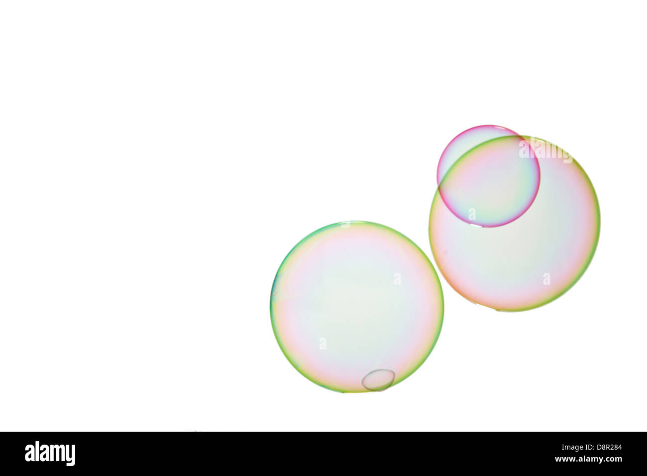 Group of soap bubbles on a white background Stock Photo