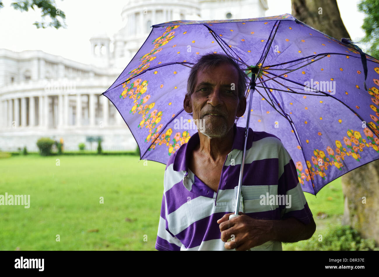 Indian domestic tourist from Varanasi in front of Victoria Memorial, Kolkata, India Stock Photo