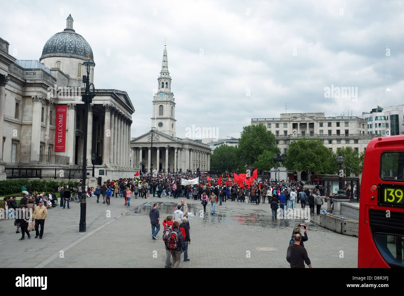 Demonstration in Trafalgar Square Stock Photo - Alamy