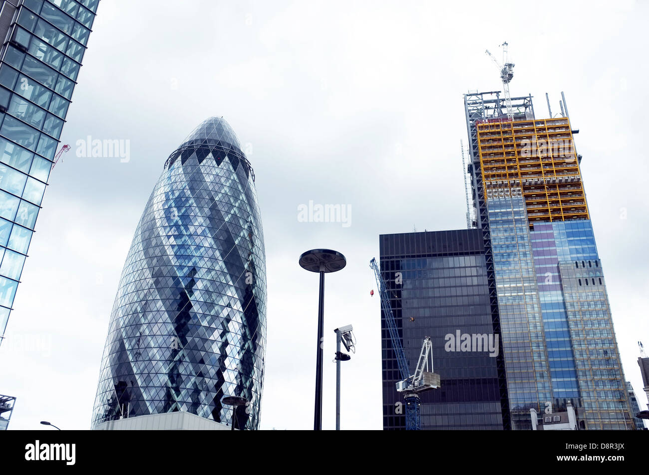 Construction of office tower alongside the Gherkin Stock Photo