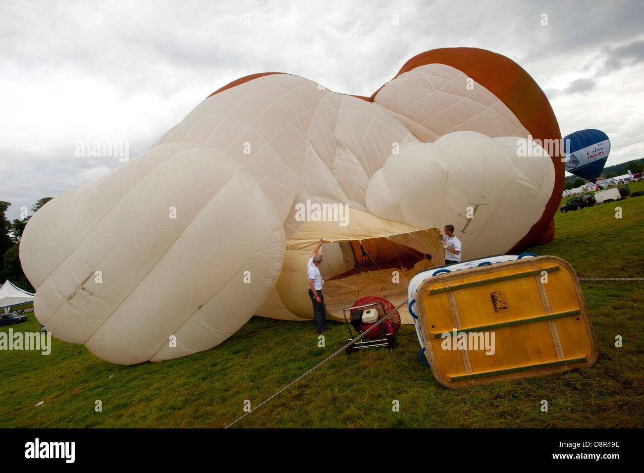 Churchill balloon being inflated Hot air balloons at the Bristol International Balloon Festival 2011 yesterday . Over 500 000 people are expected to attend the 4 day event at Ashton Court Estate. Stock Photo
