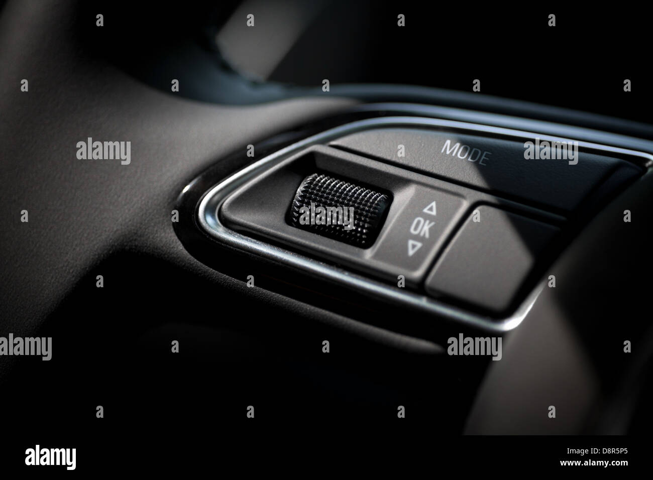 Detail on some buttons on a steering wheel Stock Photo