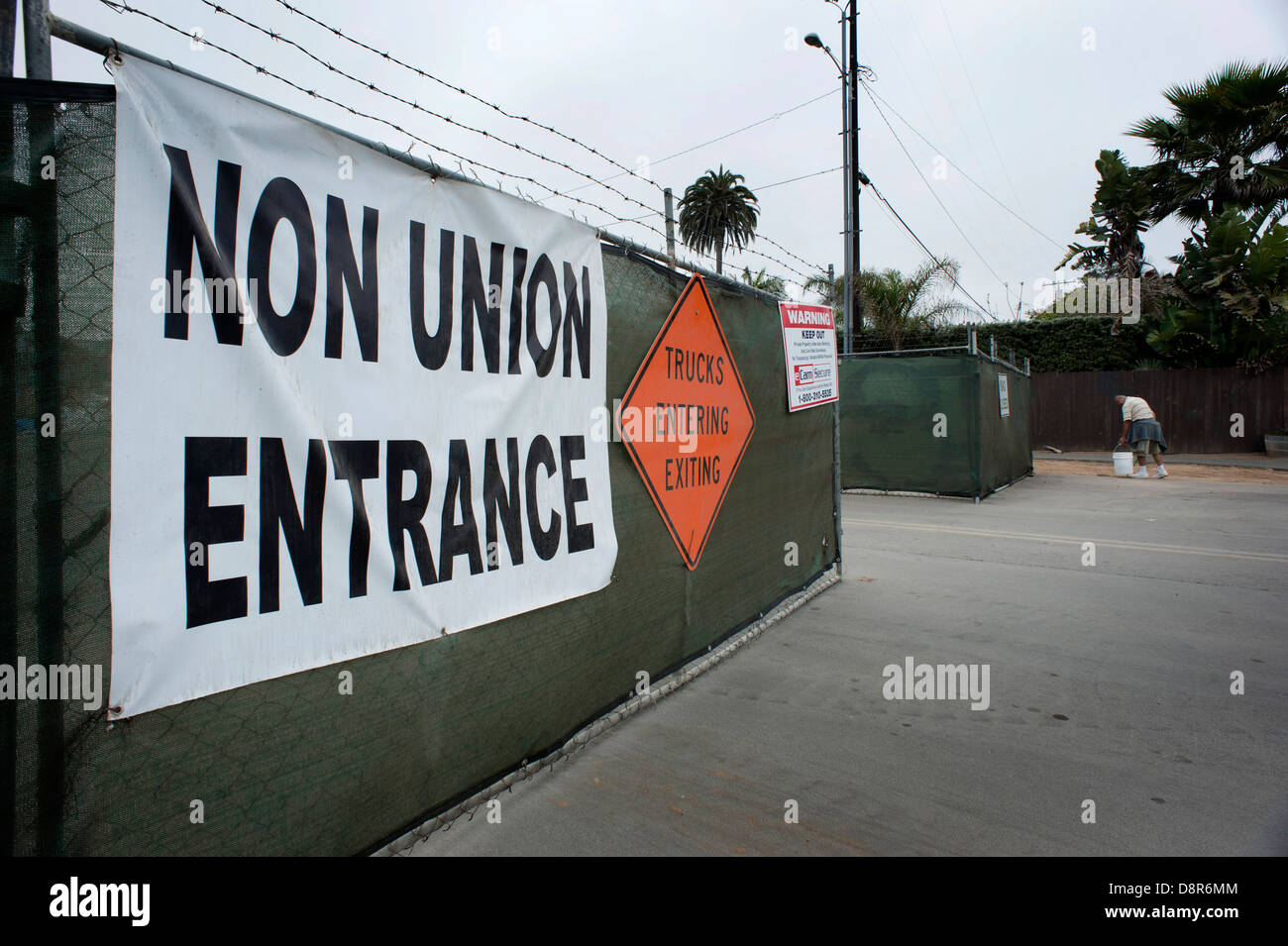 Entrance to a non-union construction site in Oceanside California. Stock Photo
