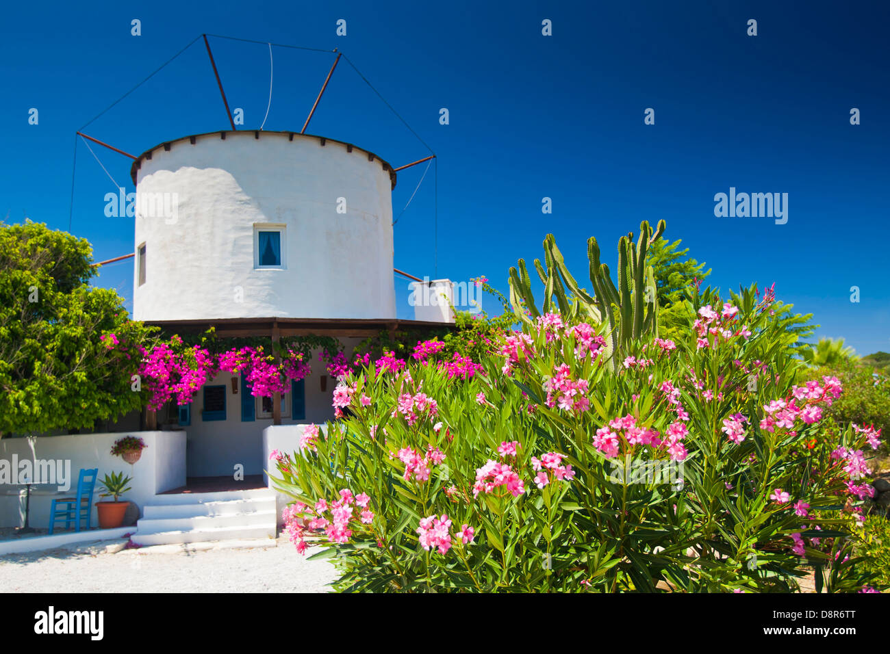 A historic windmill on Kos Island, Greece, Europe Stock Photo