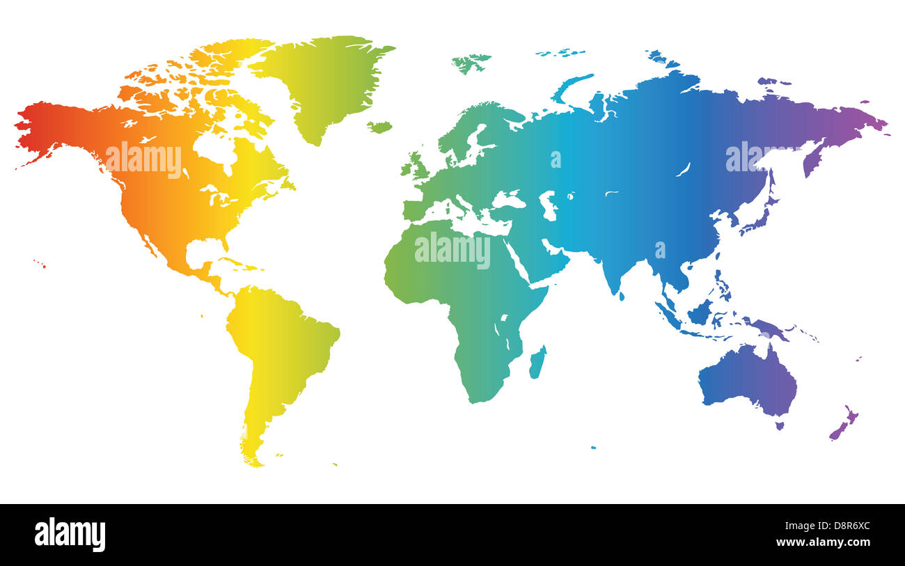 Multicolored high quality map of the World Stock Photo - Alamy