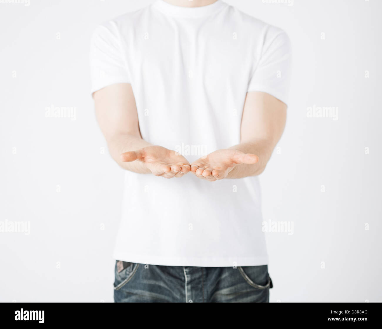 mans hands showing something Stock Photo