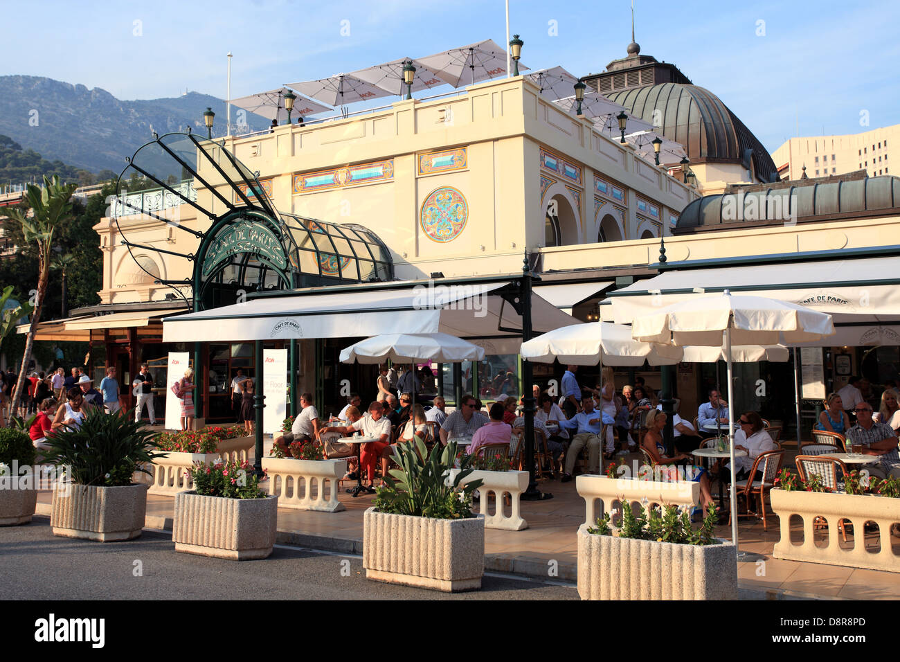 The Place du Casino and the Café de Paris in Monaco, Principality of Monaco Stock Photo