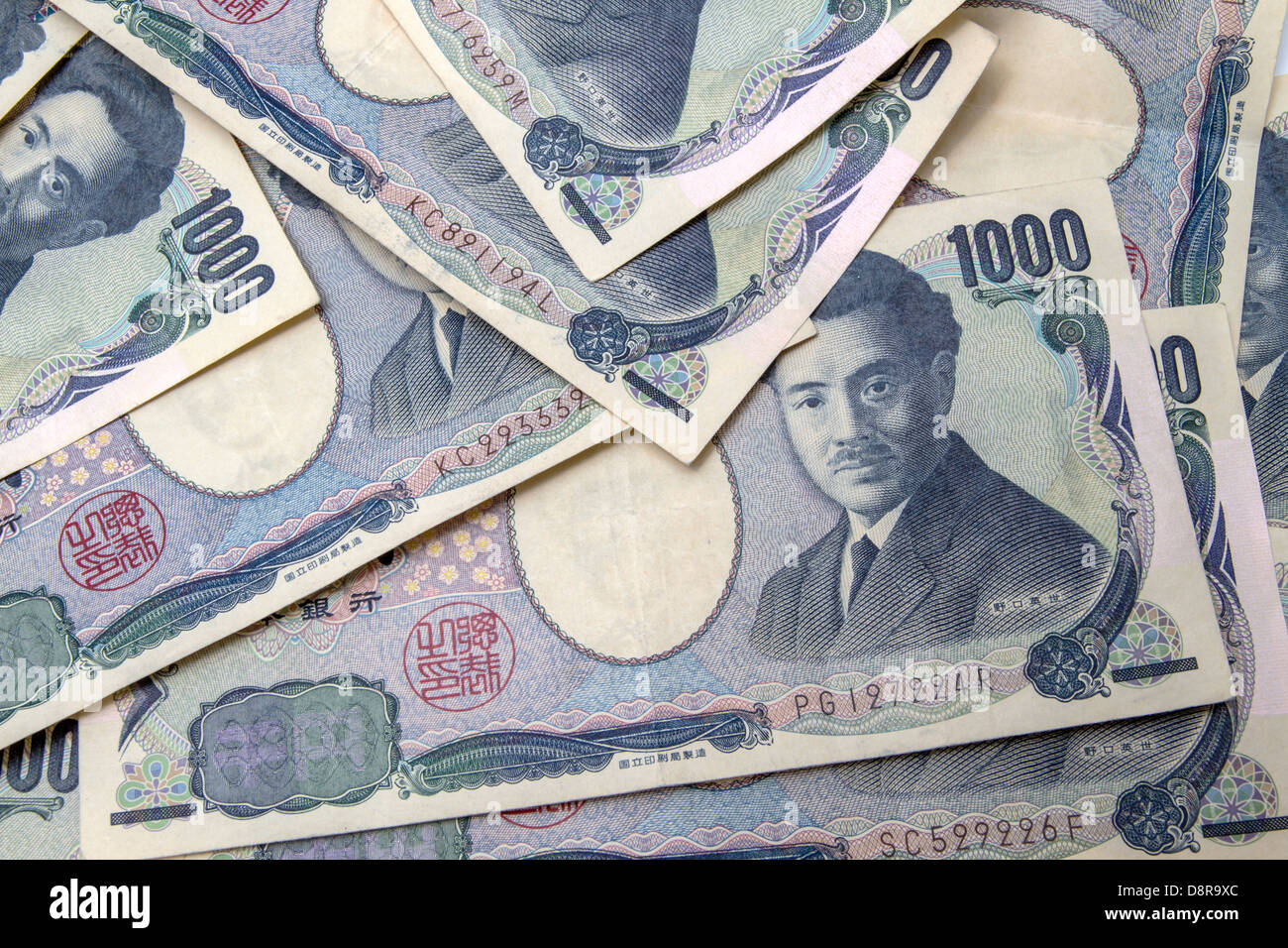 Background of Japanese yen notes Stock Photo