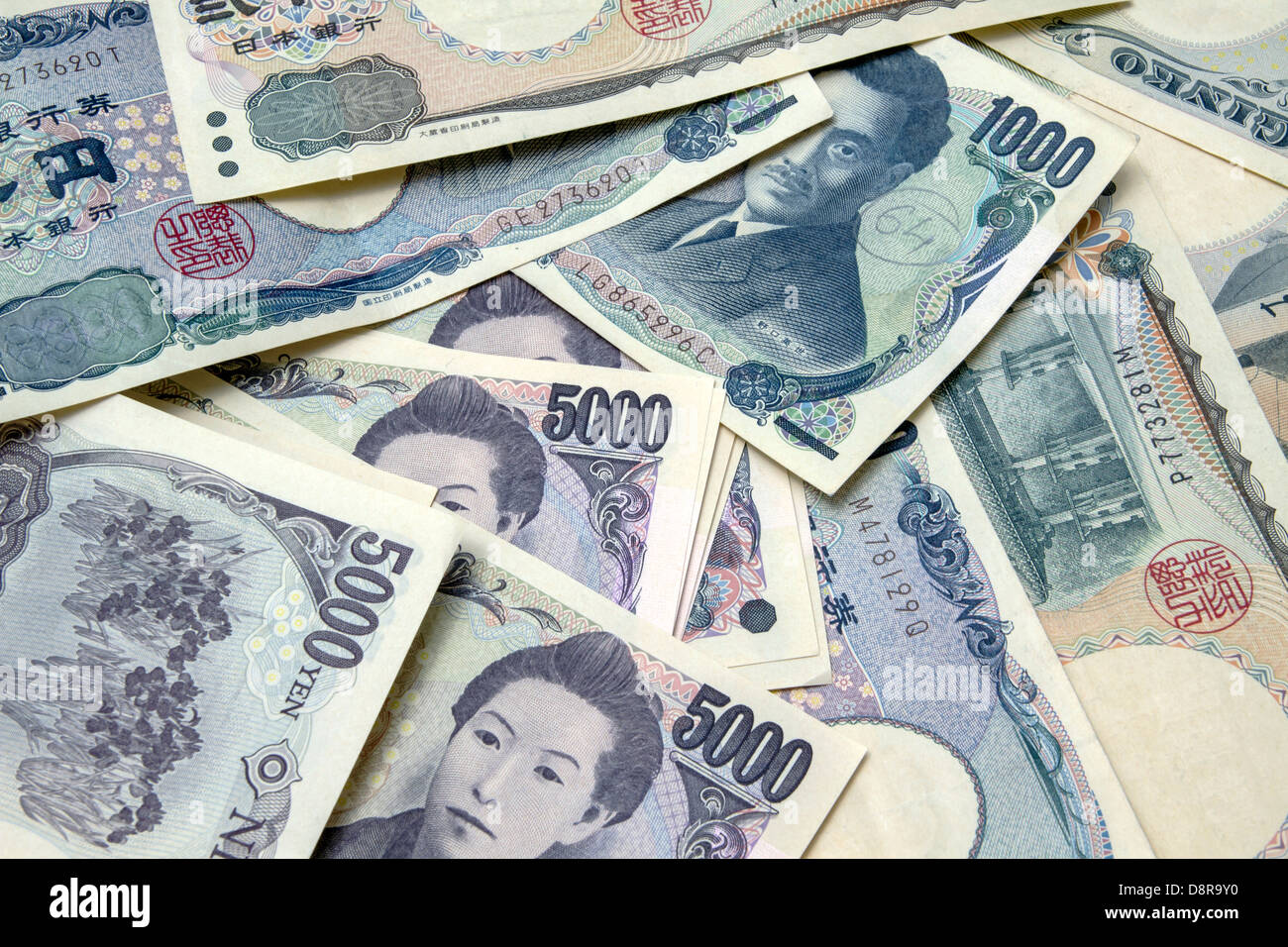 Background of Japanese yen notes Stock Photo