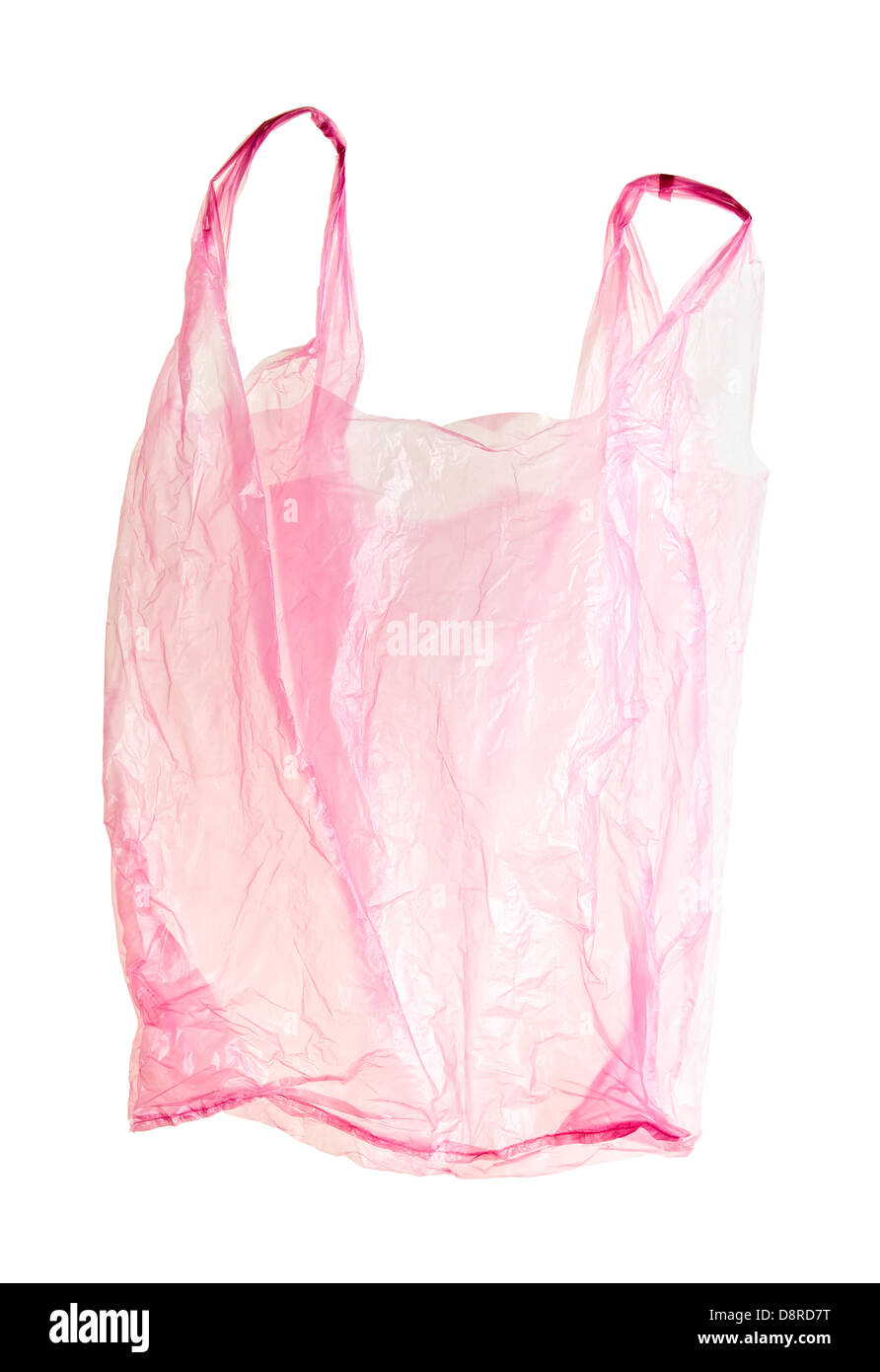 pink plastic bag isolated on white background with clipping path included Stock Photo