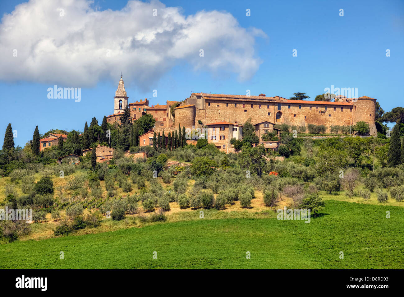 panoramic view of Pienza, Tuscany, Italy Stock Photo