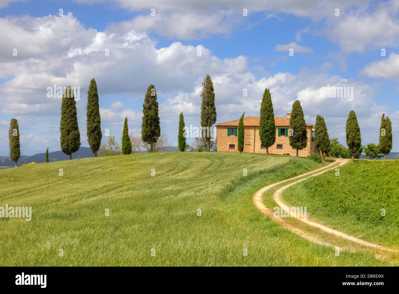 farm house in Val d'Orcia, Pienza, Tuscany, Italy Stock Photo