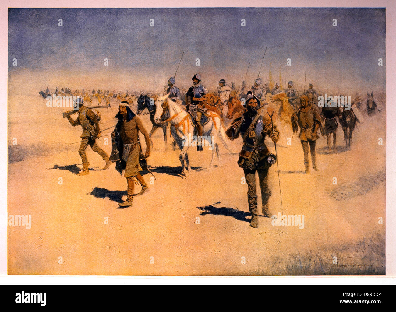 Francisco Coronado on 1540 Expedition From Mexico Through American Southwest, 1905 Lithograph of Painting by Frederic Remington Stock Photo