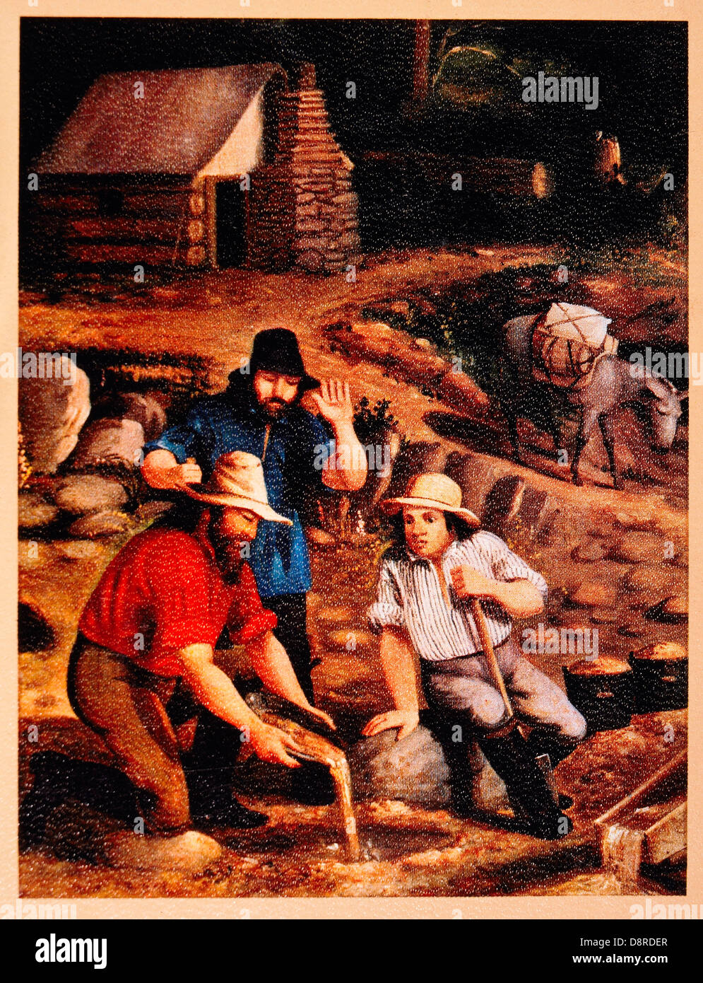 Group of Miners Panning Gold, Painting, Herbert Orth Stock Photo