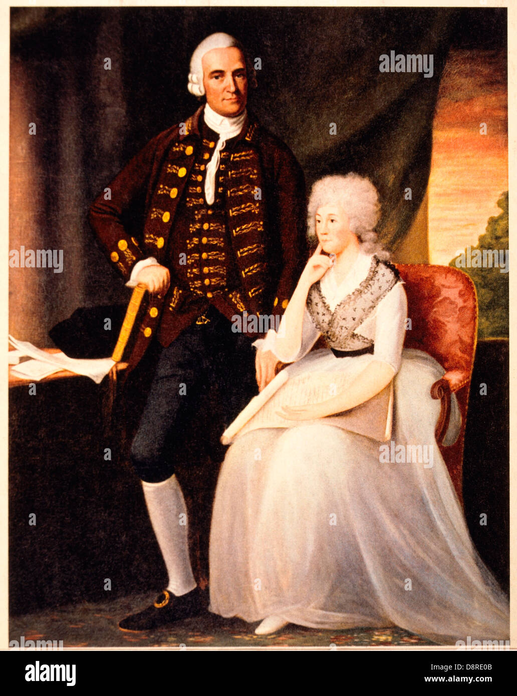 John Hancock with his Wife, Dorothy, Painting by Edward Savage, 1788 Stock Photo