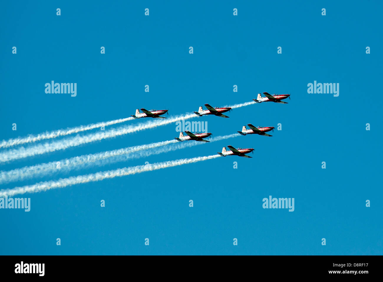 Close formation aerobatic flying airshow Melbourne Victoria Australia Stock Photo