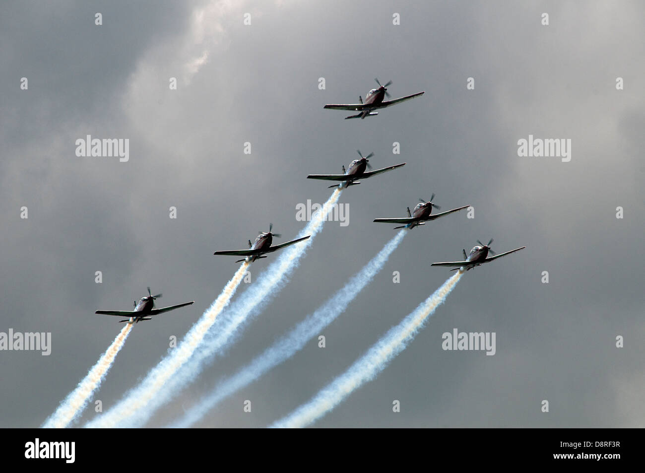 Close formation aerobatic flying airshow Melbourne Victoria Australia Stock Photo