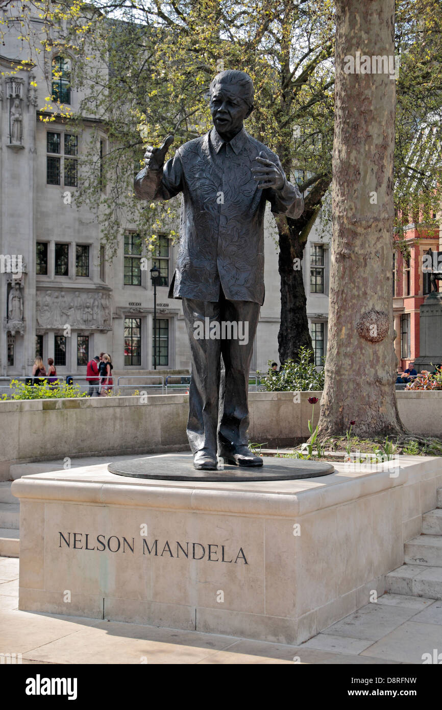 The statue of Nelson Mandela in Parliament Square, London. May 2013