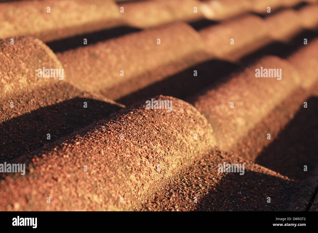 Close up angled view of red roof tiles Stock Photo