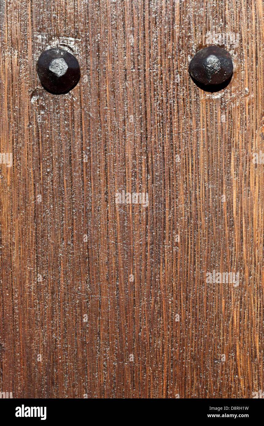 Wooden wall texture, brown wood with rivets background Stock Photo - Alamy
