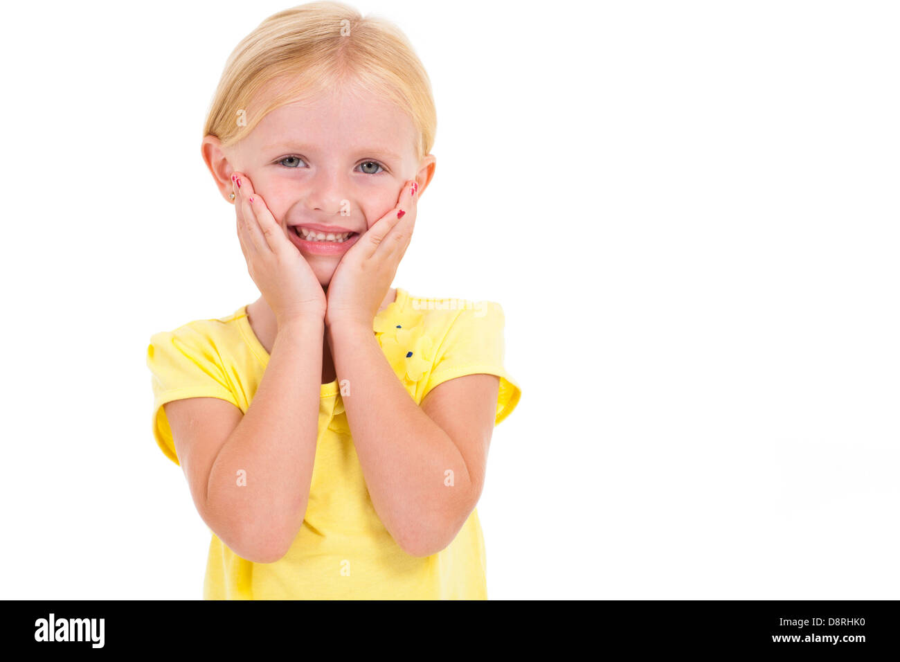 cute little caucasian girl on white Stock Photo - Alamy