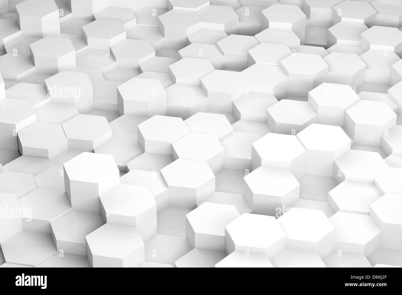 3d render illustration of white hexagons of various height Stock Photo ...