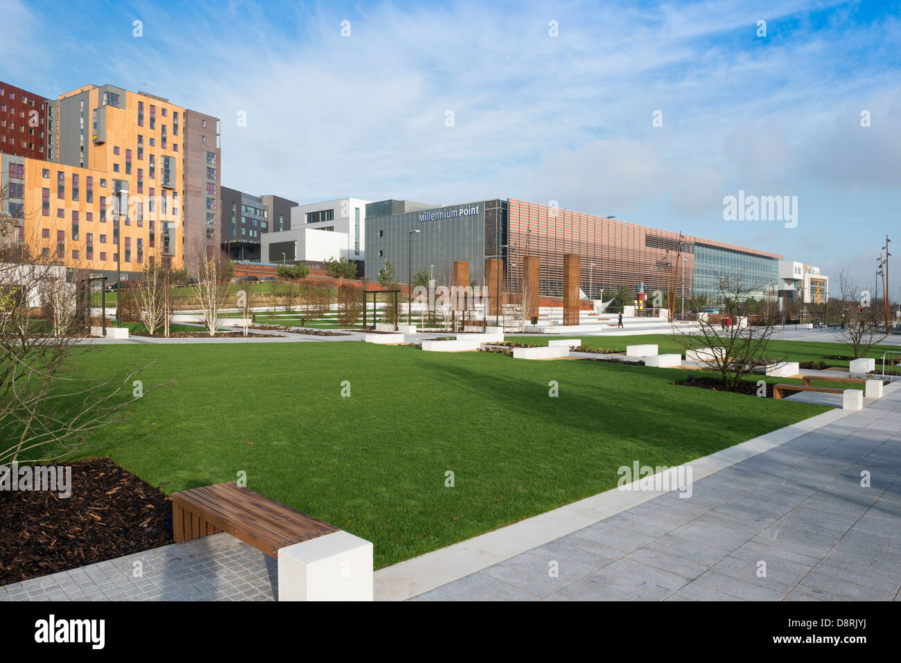 Eastside City Park is a 6.75 acre (2.73 ha) urban park located in the Eastside district of Birmingham City Centre. England, UK. Stock Photo