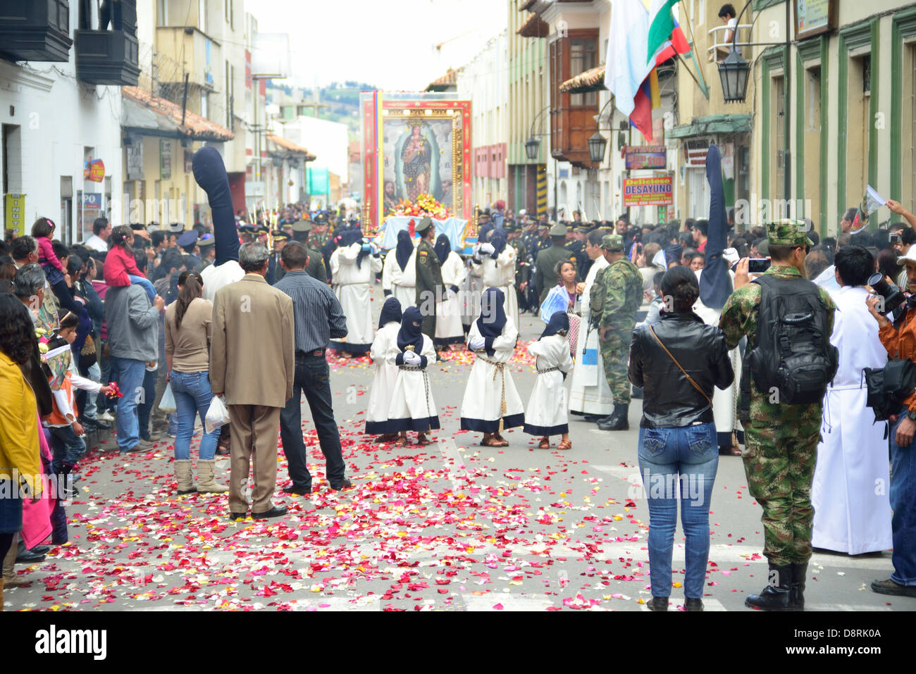 Catholic procession in honor to Virgin Mary. Tunja, Boyacá, Colombia, South America. Stock Photo