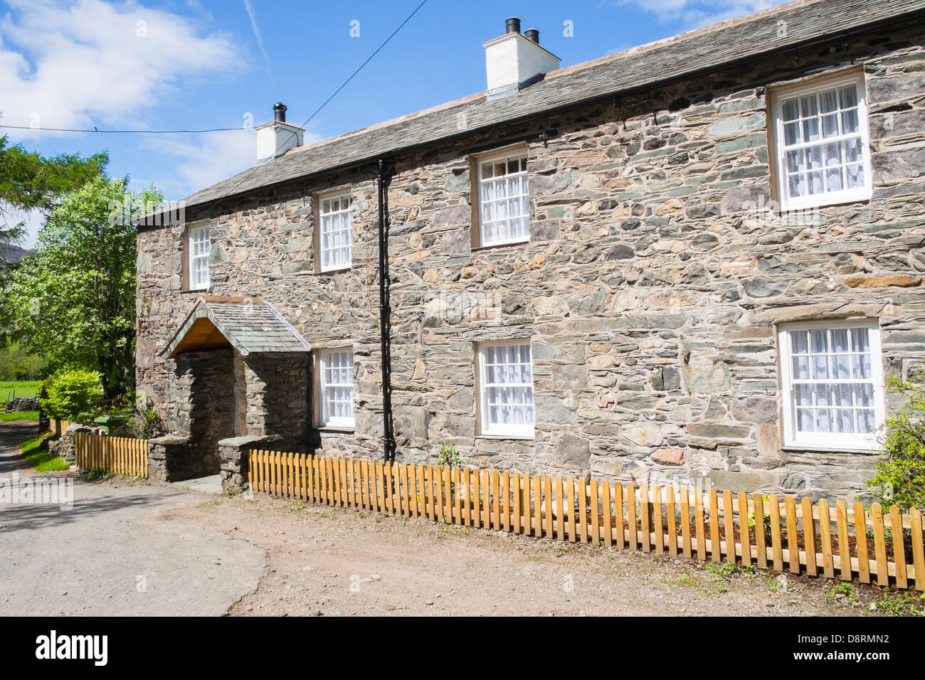 Stone Cottages At Stonethwaite In The Lake District England Uk