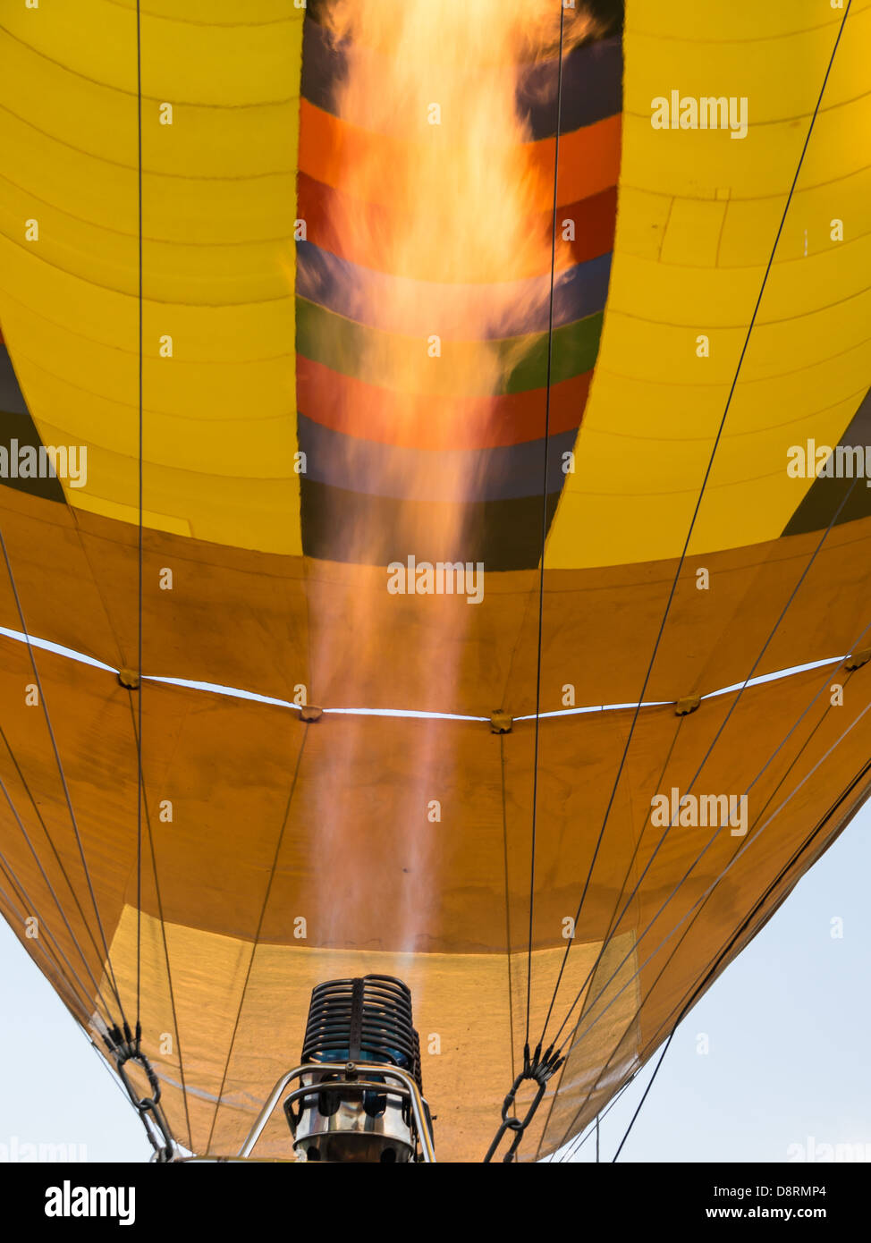 Propane fueled flames inside hot air balloon Stock Photo Alamy