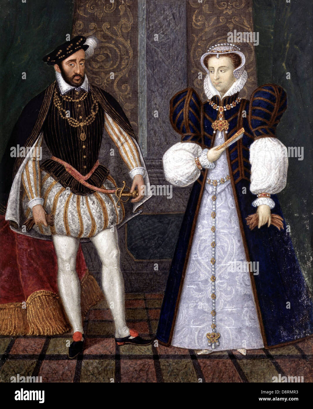 Anonymous Portraits of Henry II and Catherine de Médicis French school Private collection Stock Photo