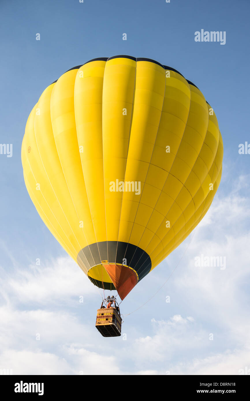 Colorful hot air balloons in flight over wine country at the Temecula